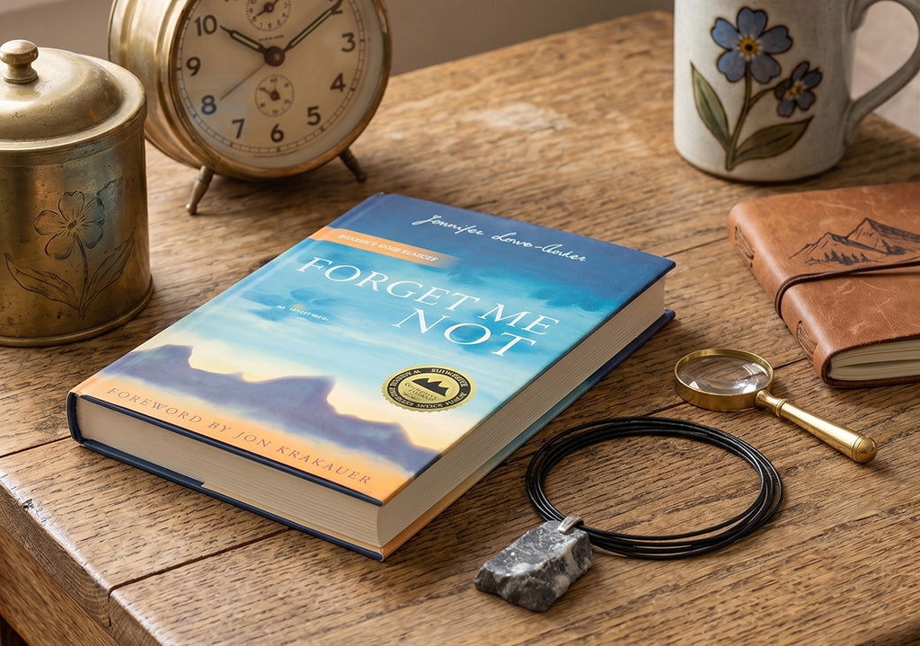 Jennifer Lowe-Anker book with custom Everest rock pendant by alara in bozeman montana