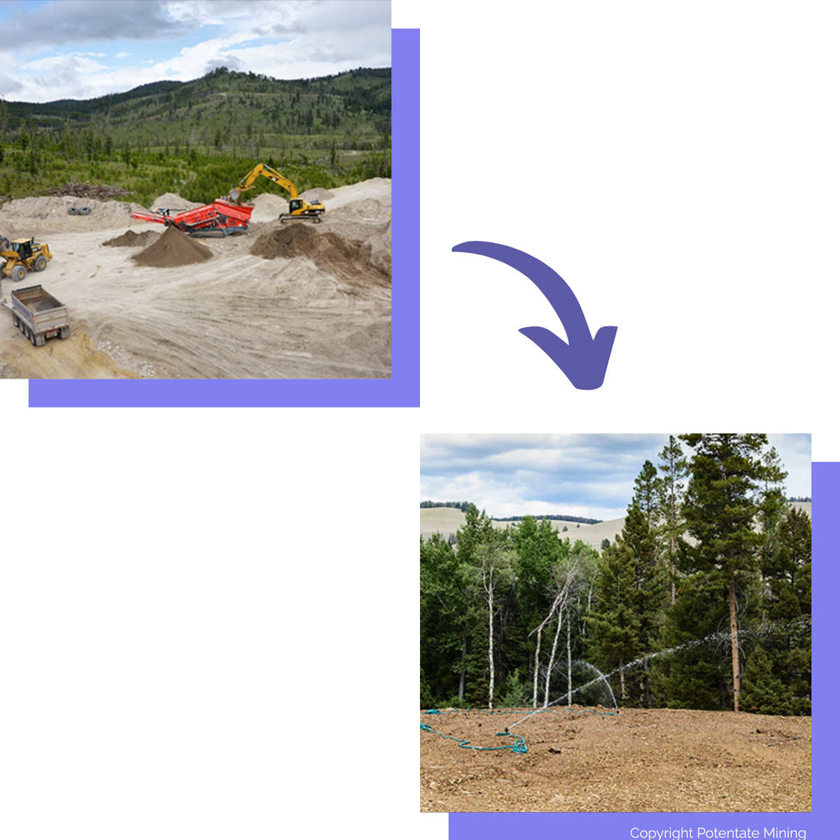 Sustainable sapphire mining operation in Montana with land reclamation visible in background