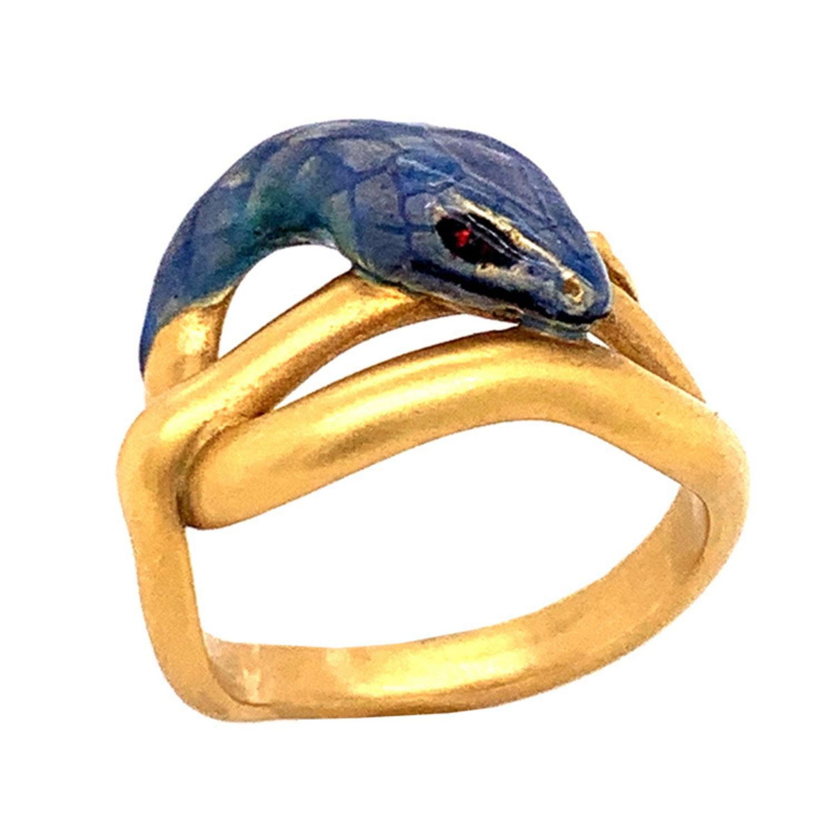 Victorian-inspired ring with intertwined snake motif symbolizing eternity