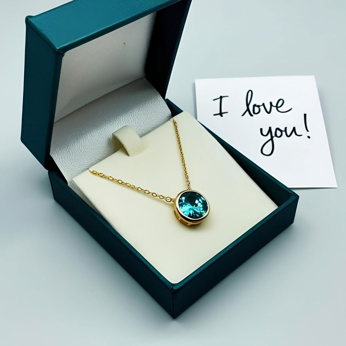 Custom jewelry gift presented with a handwritten message and keepsake box