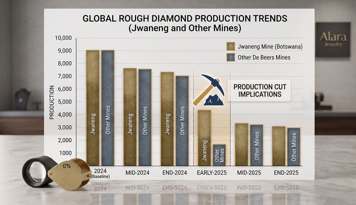 De Beers and Jwaneng mine rough diamond production cuts 2024 to 2025