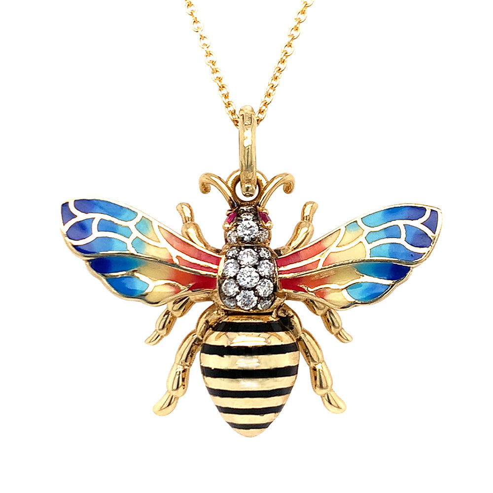 One-of-a-kind enamel and recycled gold nature-inspired jewelry from Alara's hidden garden collection.