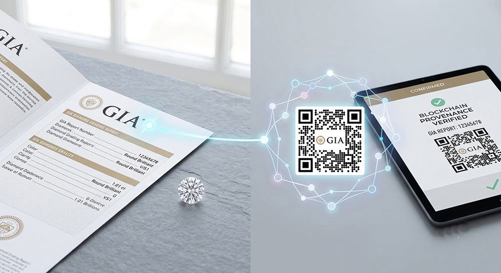GIA diamond grading report linked to blockchain provenance verification