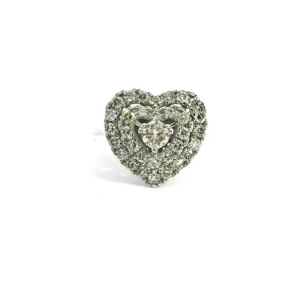 Closeup photo of 14KW Heart Shaped Diamond Ring ~1cttw