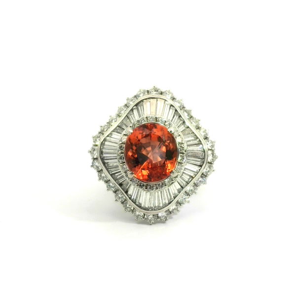 Closeup photo of Plat Ring 7.25ct Topaz & 5.25ct Dias 54g sz8