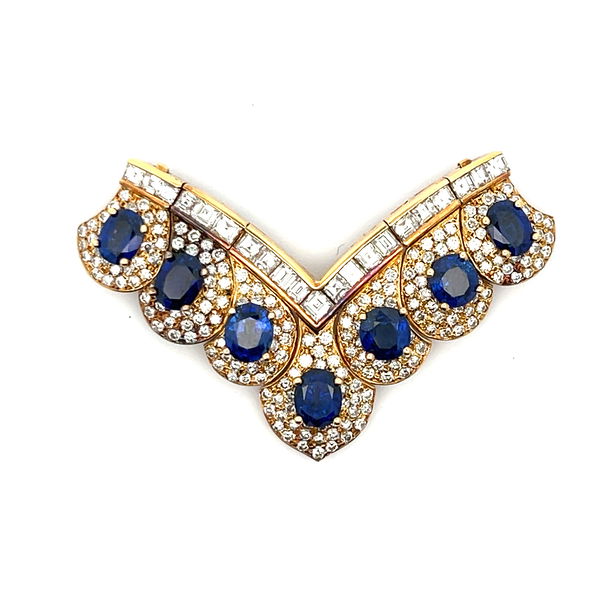 Closeup photo of 18KY Necklace 7Saph=7.87ct & ~4cttw Diamonds 16.4g