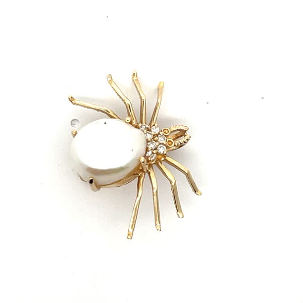 Closeup photo of 14KY Spider Pin w/Pearl & Dia 5.3g