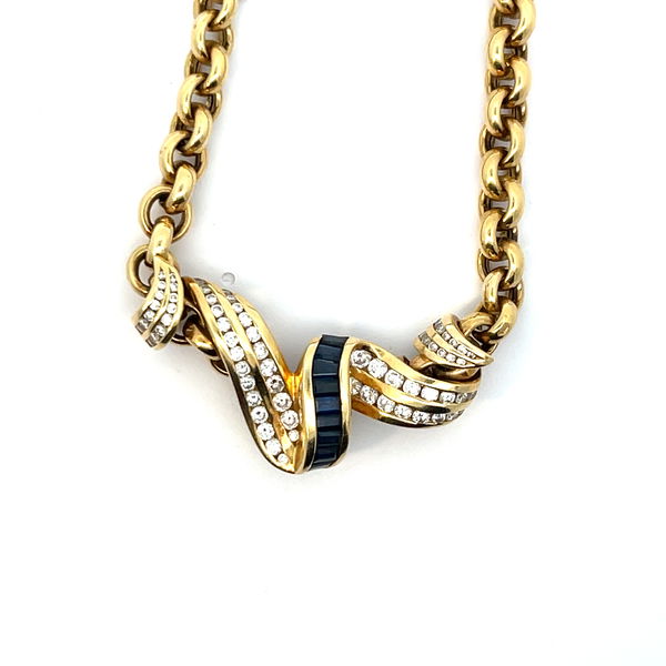 Closeup photo of 18KY KRYPELL Saph/Diamond Necklace ~1.5ct Dia37g