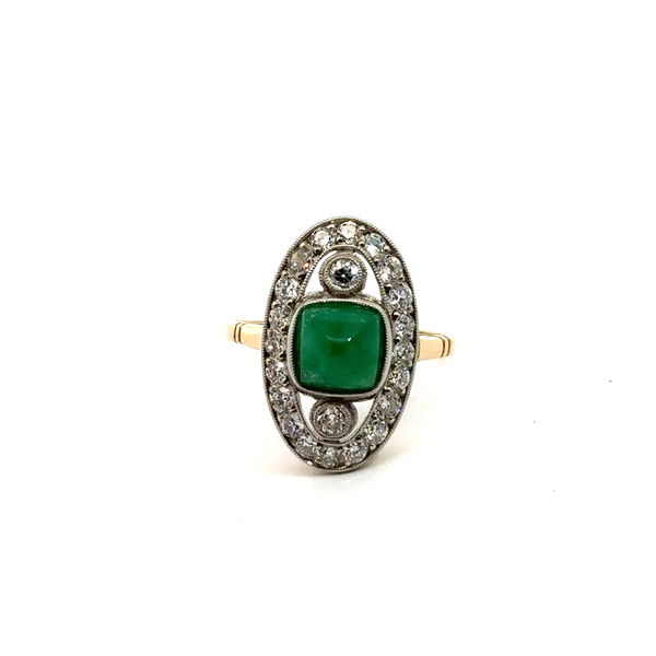 Closeup photo of 18K/Plat Ring 1.63ct Emerald & 0.70ctw OE Dia 3.4g sz6.25