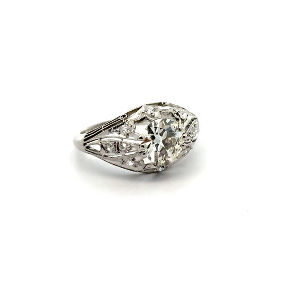 Closeup photo of Art Deco Diamond Engagement Ring 1.30ct Old Euro w/Dia Accents 4.0g sz6.5