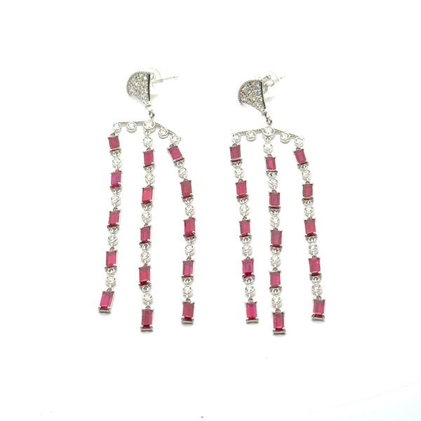Closeup photo of Platinum Chandelier Earrings 2.24ct Rubies & 0.37ct Diamonds 7.2g