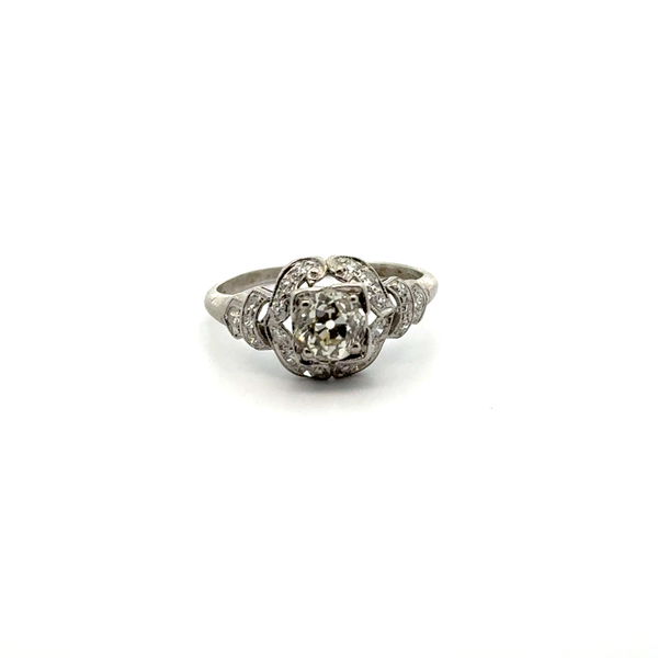 Closeup photo of Art Deco Diamond ring ~0.85ct Old Mine & ~0.20cts Diamonds 2.8g sz7