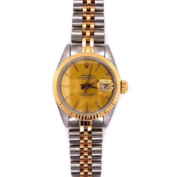 Closeup photo of Ladies Rolex 69173 26m 2tone 18K Stainless Steel Watch 2020 Service!