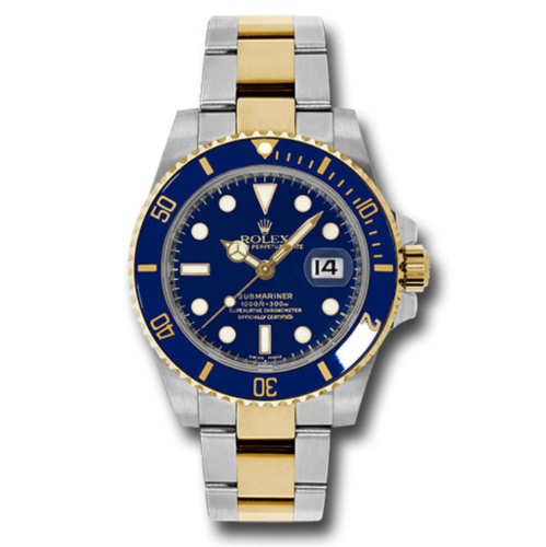 Closeup photo of Rolex 116613 Blue Ceramic Submariner Steel and Gold Watch