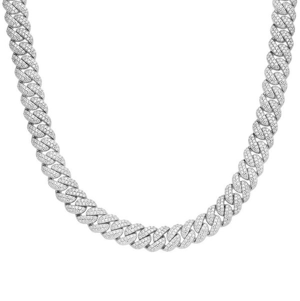 Closeup photo of Sterling Silver Moissanite 8mm Cuban Chain 24 Inch RP 15-1/8 Cttw – Royal Jewelry Wholesale