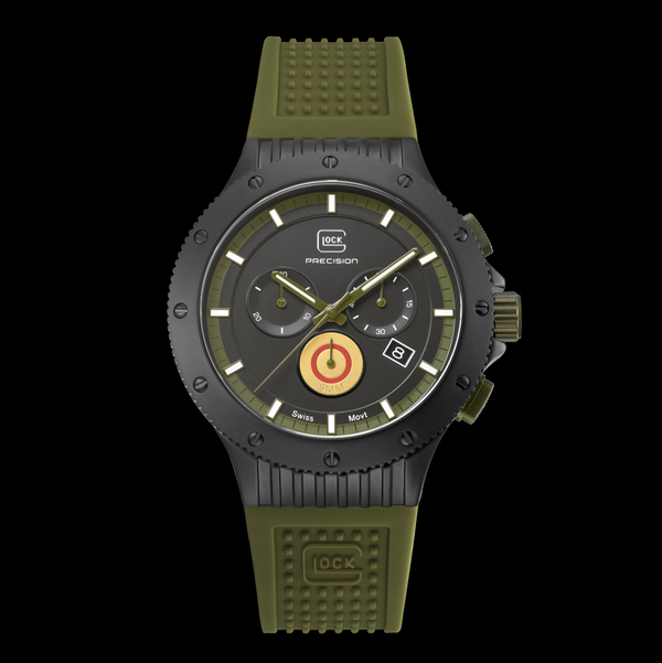 Closeup photo of GW-27-1-24 Glock Limited Quartz Army Green Strap Watch