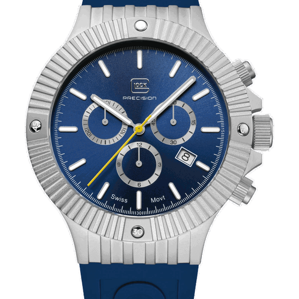 Closeup photo of GW-37-1-24 Glock Quartz Dark Blue Dial + Strap Watch