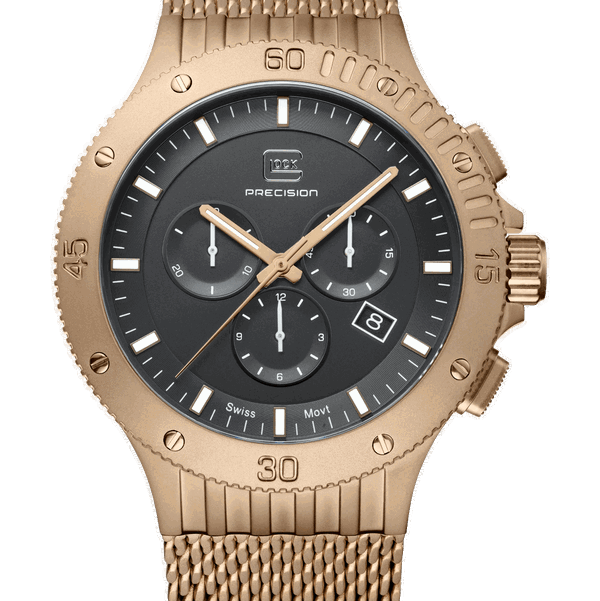 Closeup photo of GW-42-1-24 Glock Quartz Chrono Black Dial Coyote Case + Strap Watch