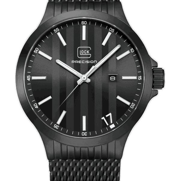 Closeup photo of GW-12-1-24 Glock Quartz Black Dial + Strap Watch