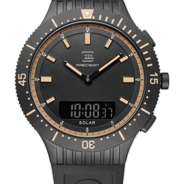 Closeup photo of GW-40-1-24 Glock Quartz Black Coyote Dial + Strap Watch