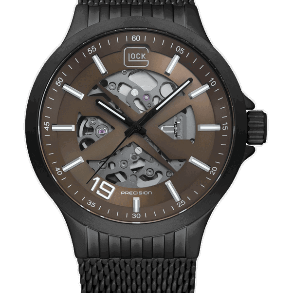 Closeup photo of GW-18-2-24 Glock Automatic Coyote Dial Black Strap Watch