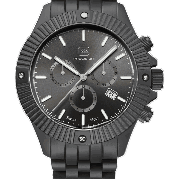 Closeup photo of GW-38-1-22 Glock Quartz Gunmetal Dial + Strap Watch