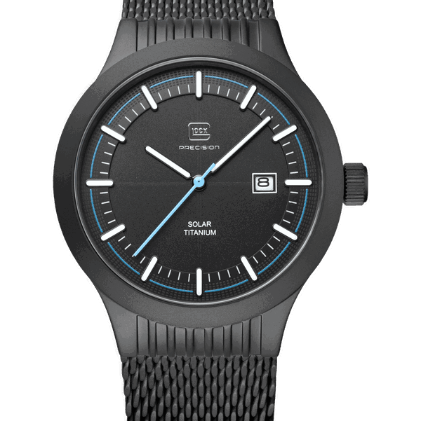 Closeup photo of GW-6-1-22-A Glock Solar Titanium Case Black Dial + Strap