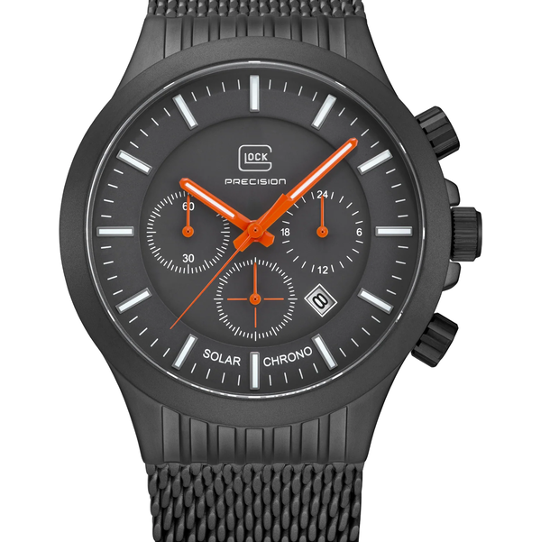 Closeup photo of GW-39-1-24-A Glock Solar Chrono Black Dial + Strap