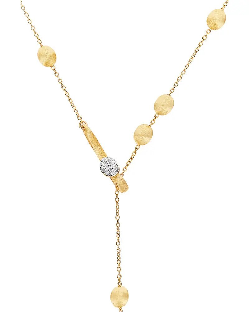 Dancing in the Rain Gold Soffio Y Necklace with Diamonds in 18kt Yellow Gold