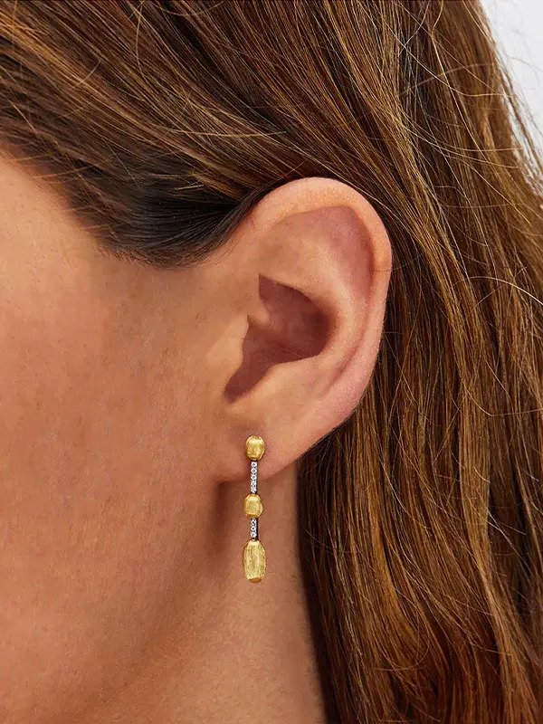 Dancing in the Rain Elite Bead and Bar Earrings in 18kt Yellow Gold