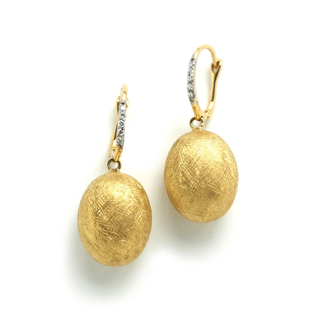 Dancing in the Rain Gold Ciliegine Medium Boule Drop Earrings with Diamonds in 18kt Yellow Gold