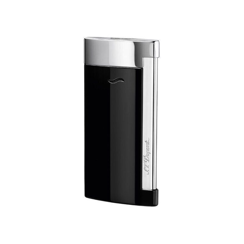 Slim 7 Black and Chrome Finish Lighter by S.T. Dupont. Profile is everything. The Slim 7 weighs in at 45 grams, and at a record-breaking 7 mm thin, it is the world’s thinnest luxury lighter. The side-mounted igniter delivers a wind-resistant torch flame that’s powerful enough to light up whatever you need it to, wherever you are. Black lacquer and chrome finishes. Gas refill: black (REF: 000430) Slim 7 Black and Chrome Finish Lighter