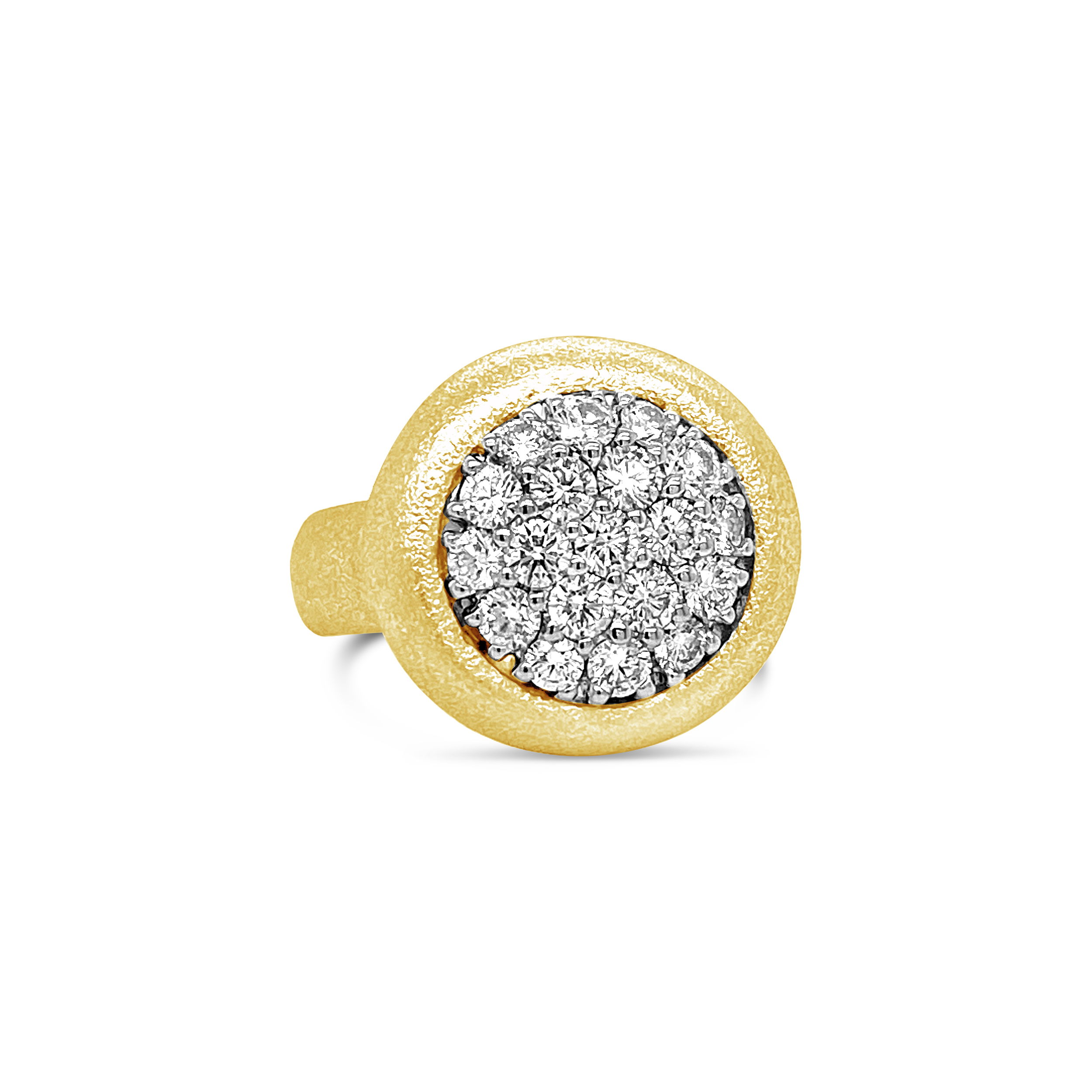 Diamond Mosaic Circle Dome Ring in 18kt Yellow Gold