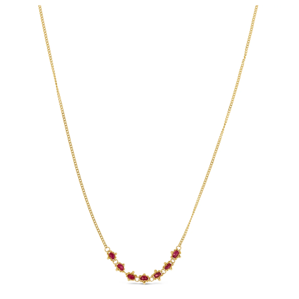 Closeup photo of Petite Textile Necklace Ruby, 18k