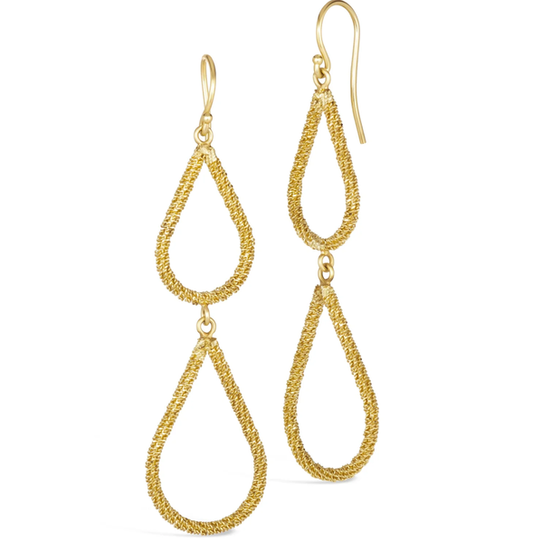 Closeup photo of Stardust Two Teardrop Earring 18k