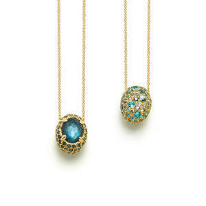 Dancing in the Rain Reverse London Blue Topaz and Multi-Gemstone Pendant Necklace in 18kt Yellow Gold
