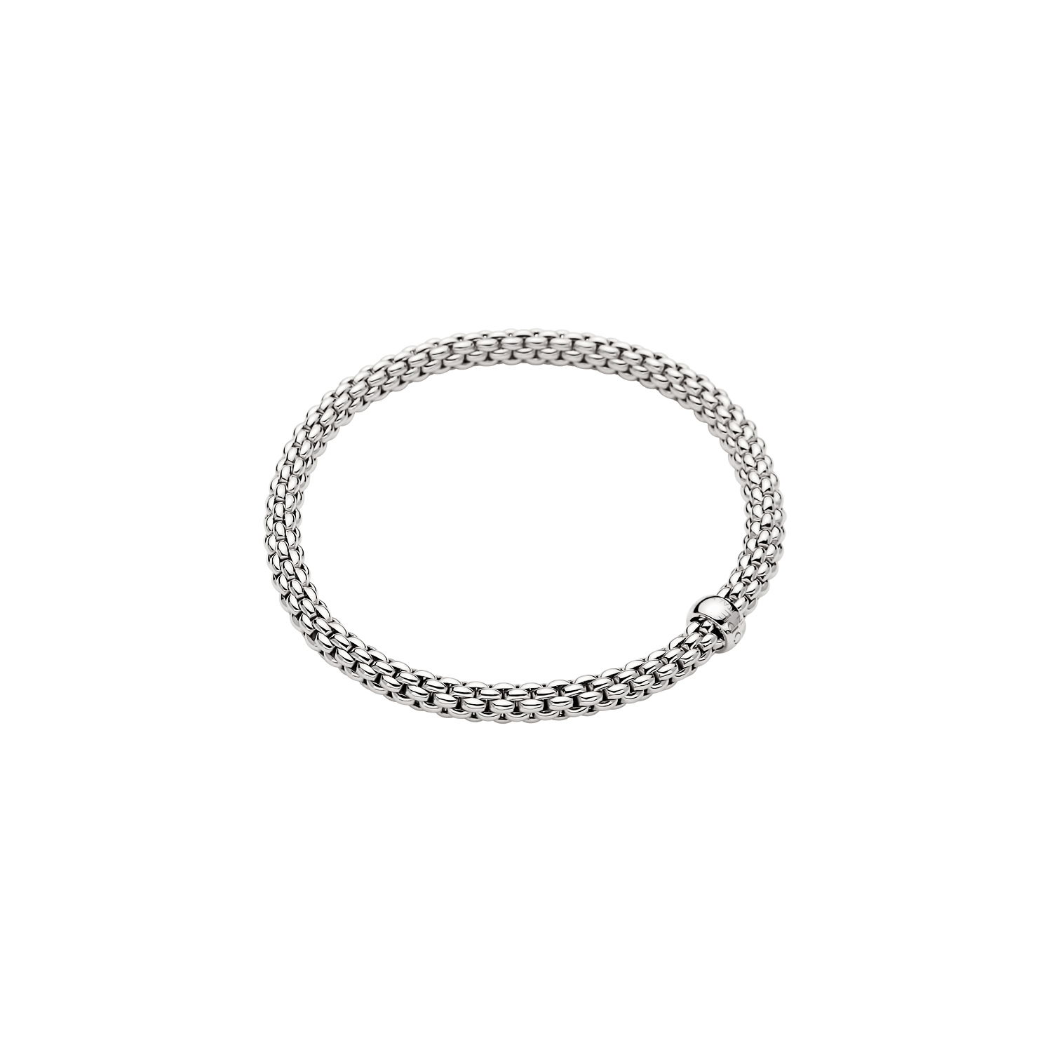 Solo Flex'It Bracelet in 18kt White Gold without diamonds - The bracelet measures 4.9mm in diameter and is a size extra small, 15cm or 5.90 inches internal circumference. 620BXS-W Solo Bracelet in 18kt White Gold - 4.9mm - Size XS