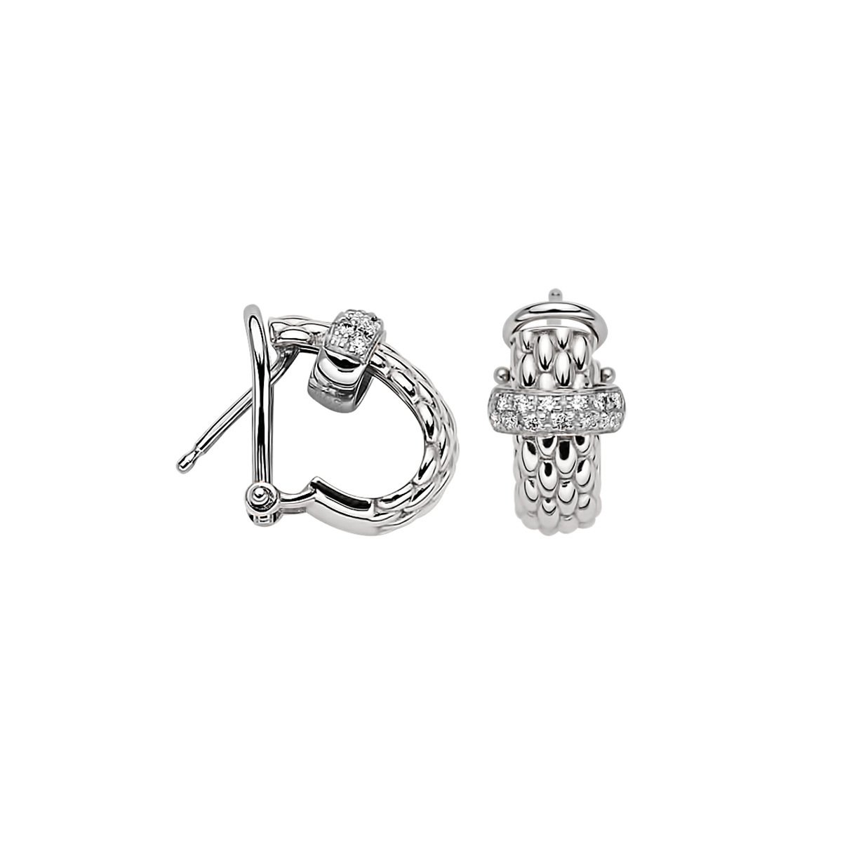Vendome Earrings Half Hoop Earrings in 18kt White Gold with White Gold and White Diamond Element