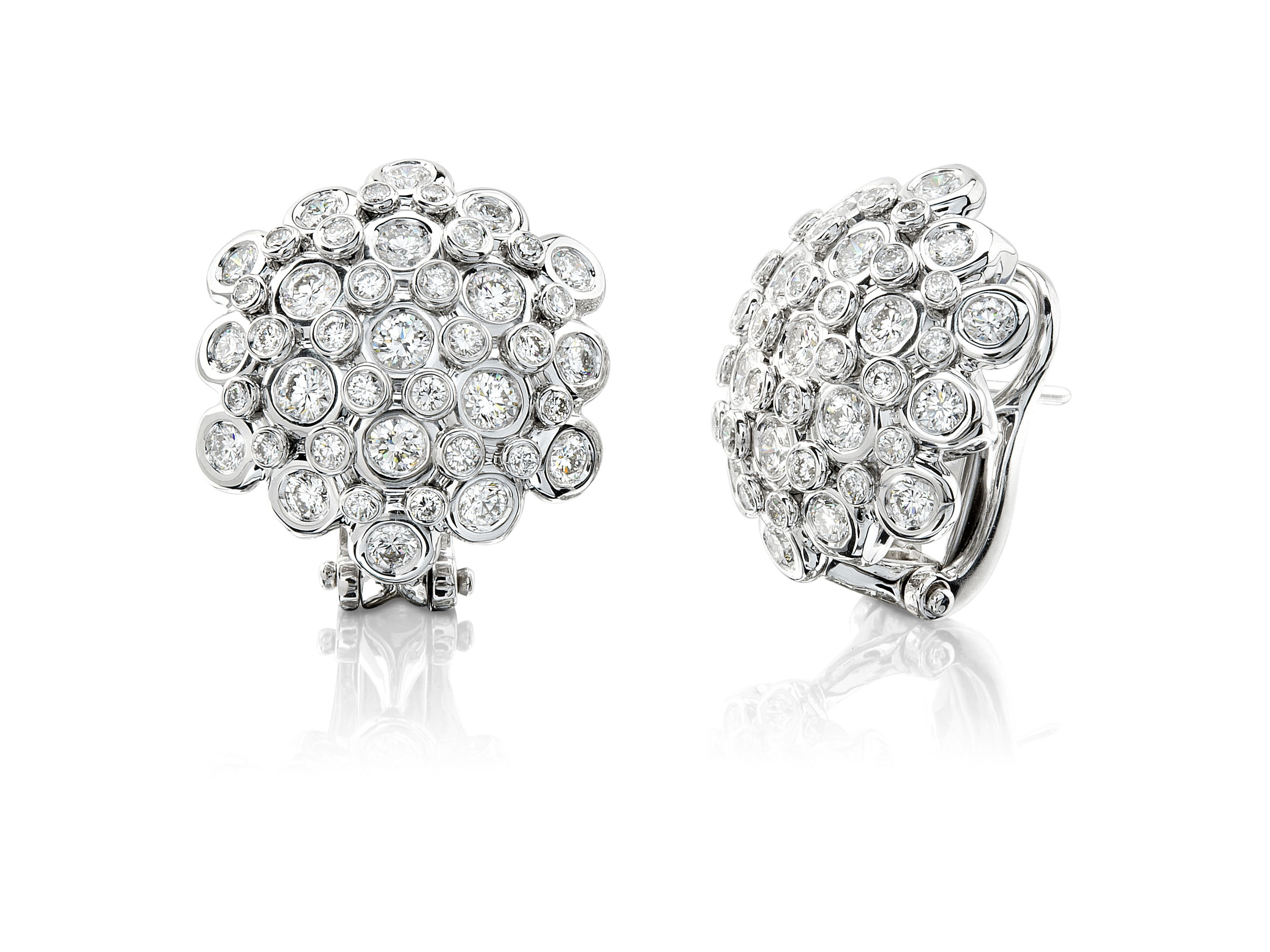 Seasons Dome Earrings with Diamonds in 18kt White Gold