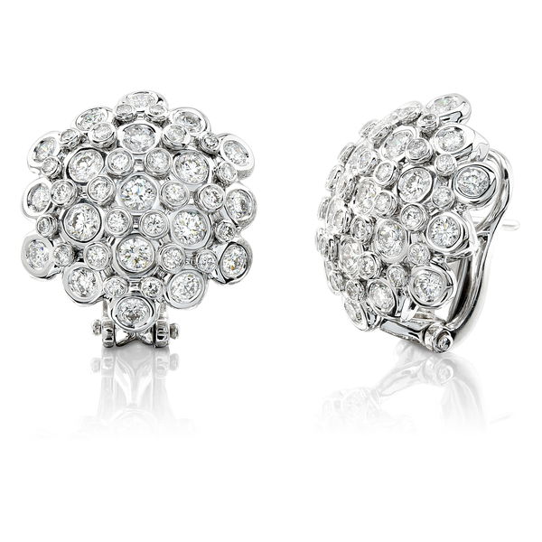 Closeup photo of Seasons Dome Earrings with Diamonds in 18kt White Gold