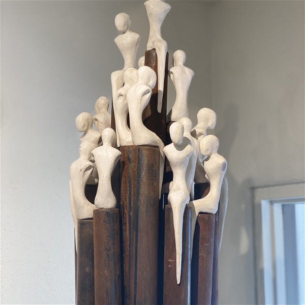 Closeup photo of Industrial Ascteticims Ceramic and Steel Sculpture