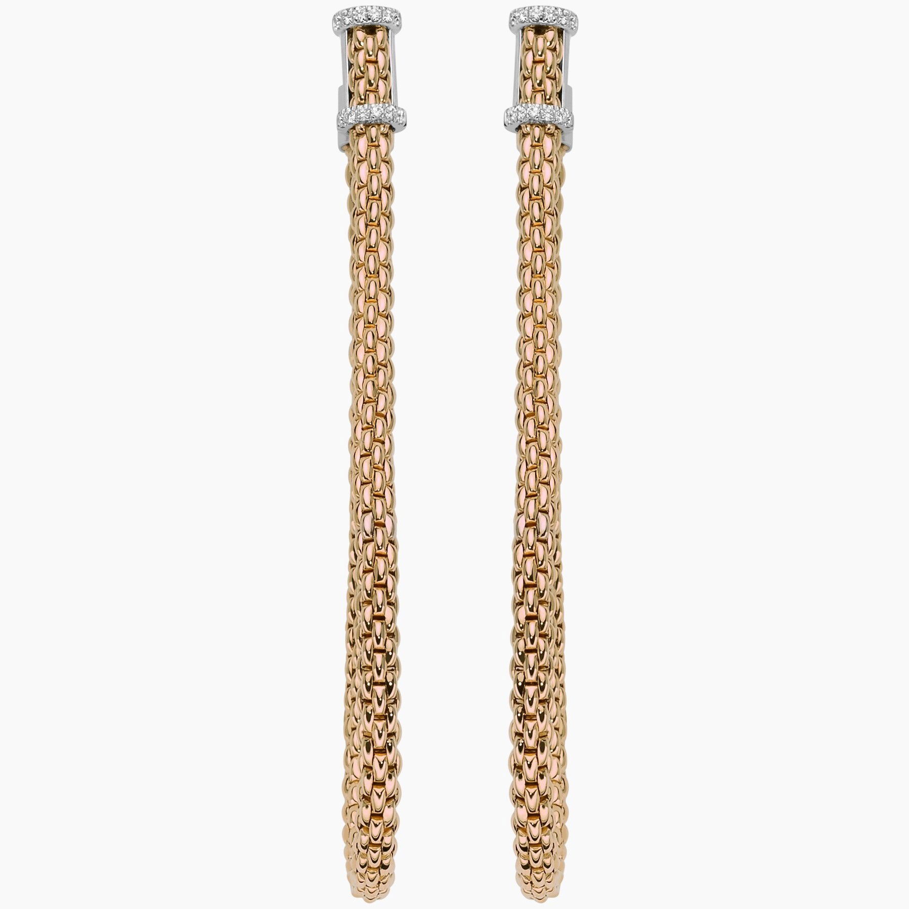 Large Flex'It hoop earrings from the Essentials collection in 18kt Rose Gold with white gold tops set with 0.17ctw in White diamonds - 145mm when worn as a dangle OR05 BBR-RW Essentials Large Flex'it Hoop Earrings in 18kt Rose Gold with White Gold and White Diamond Tops