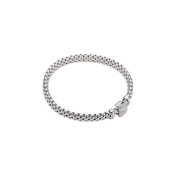 Closeup photo of Vendome Bracelet in 18kt White Gold with 1 White Gold and White Diamond Square Pave Element - 6.9mm - Size M