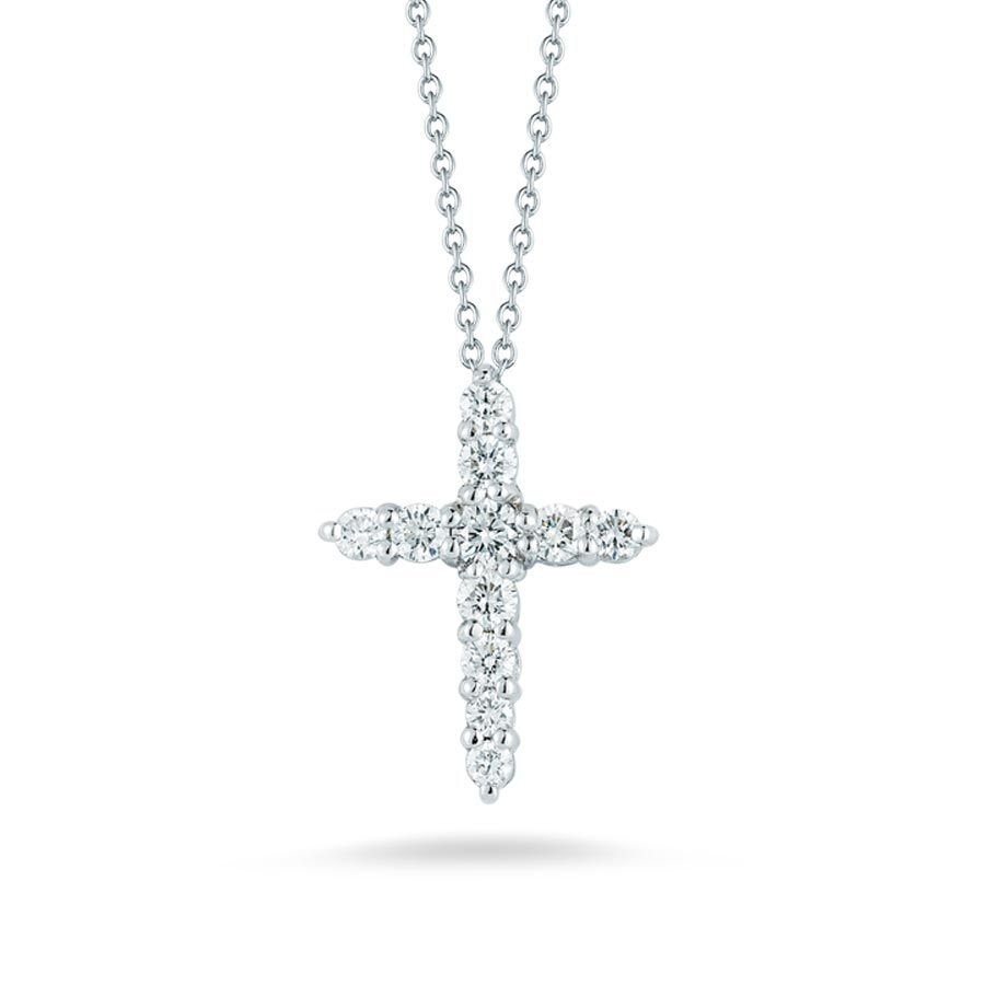 Tiny Treasures Diamond Cross Necklace in 18kt White Gold
