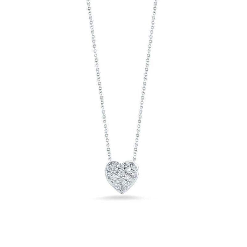 Tiny Treasures Diamond Puffed Heart Necklace in 18kt White Gold
