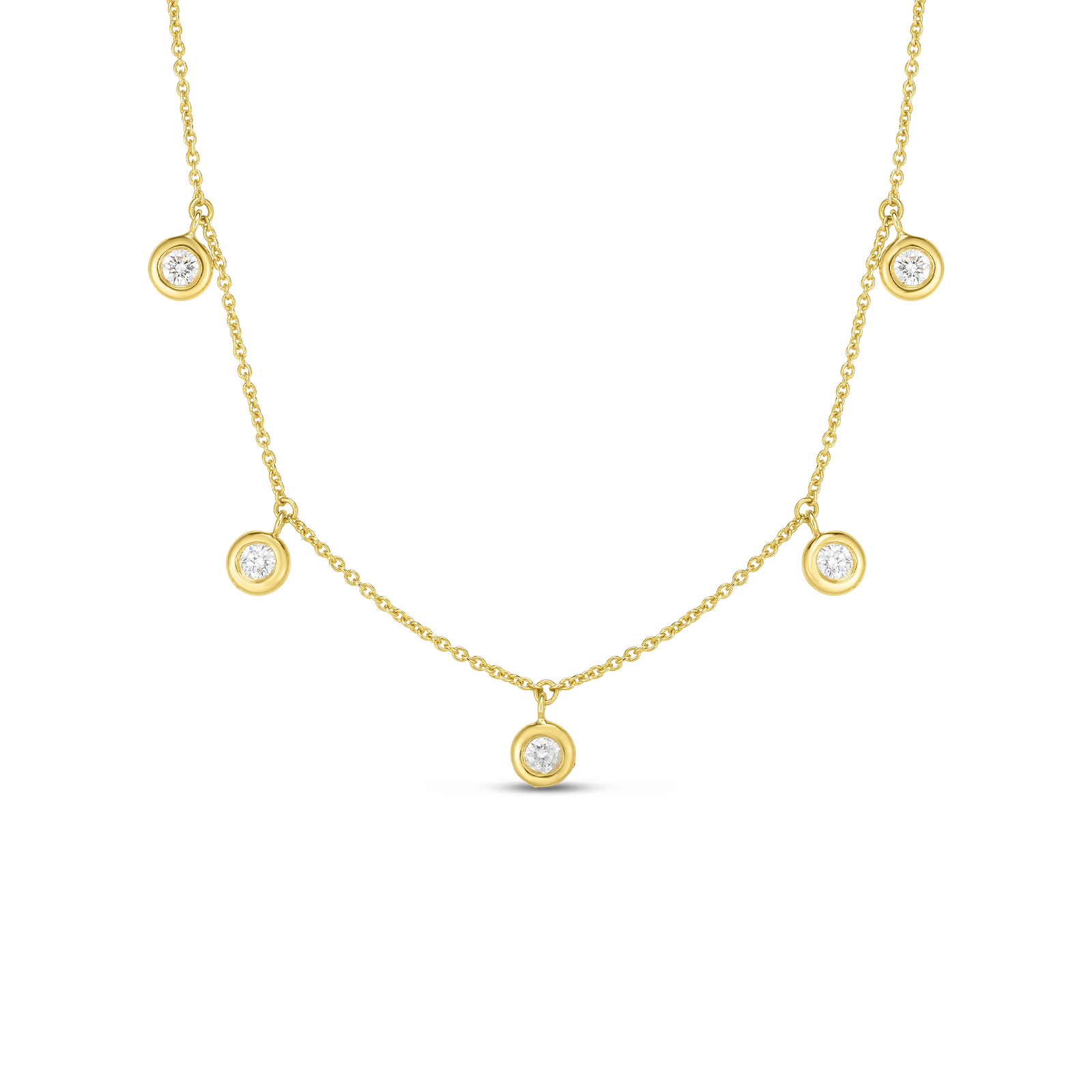 Diamonds by the Inch Dangling 5 Station Necklace in 18kt Yellow Gold
