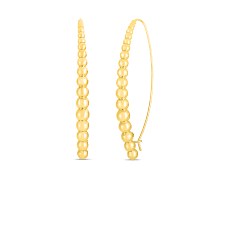 Designer Gold Graduated Bead Threader Earrings in 18kt Yellow Gold