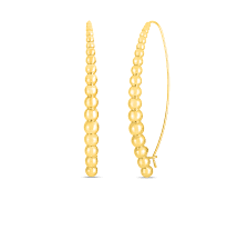 Closeup photo of Designer Gold Graduated Bead Threader Earrings in 18kt Yellow Gold