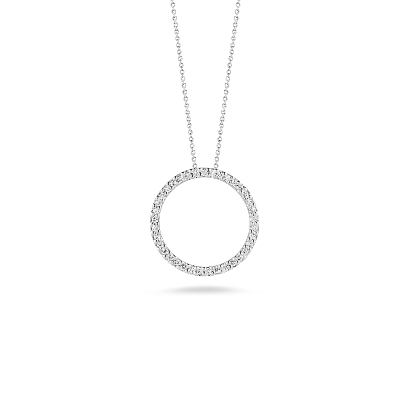 Tiny Treasures Medium Diamond Circle Necklace in 18kt White Gold