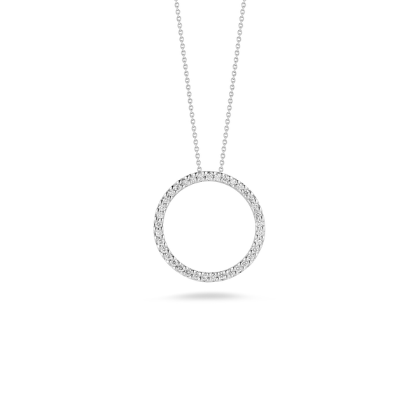 Closeup photo of Tiny Treasures Medium Diamond Circle Necklace in 18kt White Gold